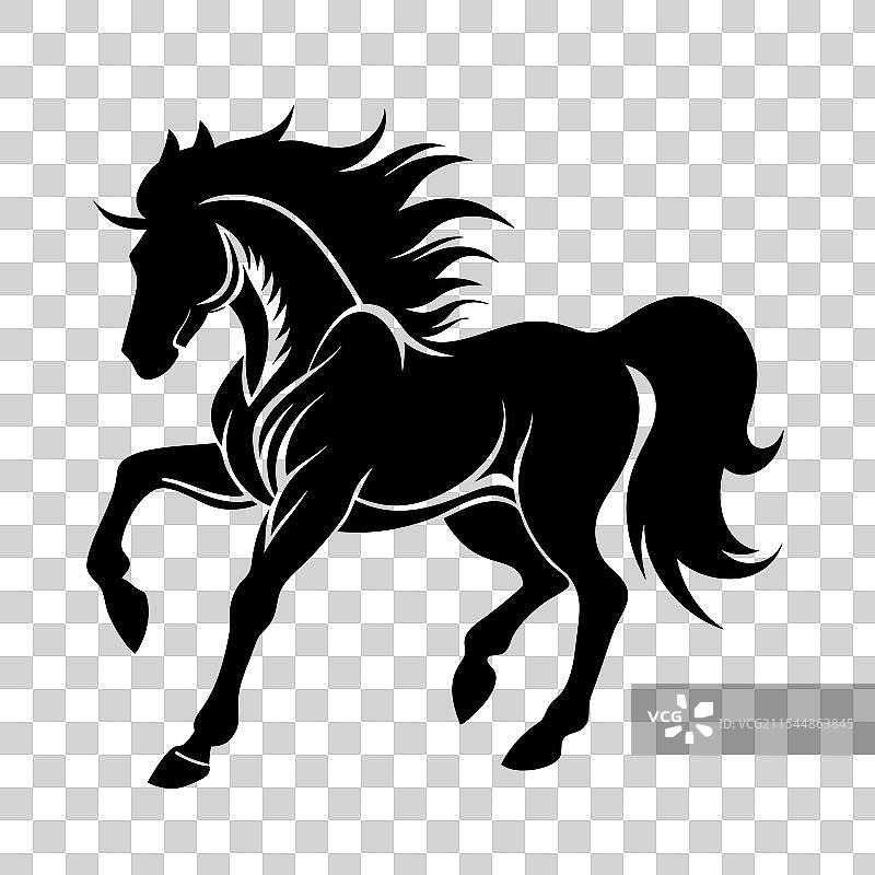 可爱的奔跑马匹剪影图片素材