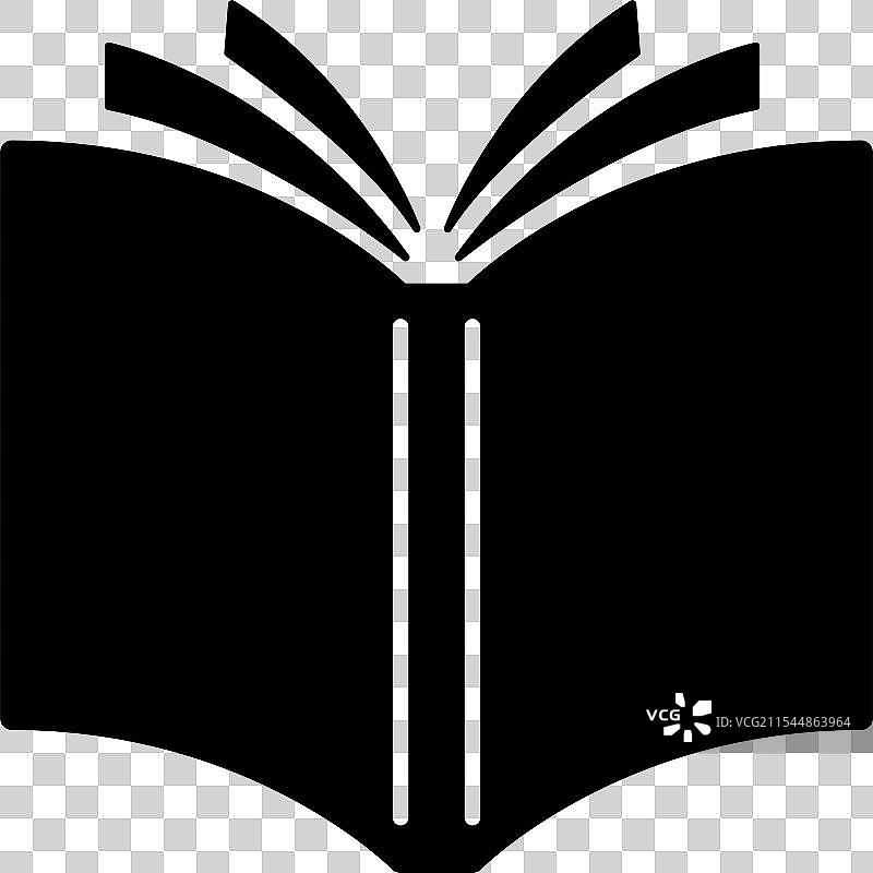 黑色填充书本图标 开放书本图标 轮廓图图片素材