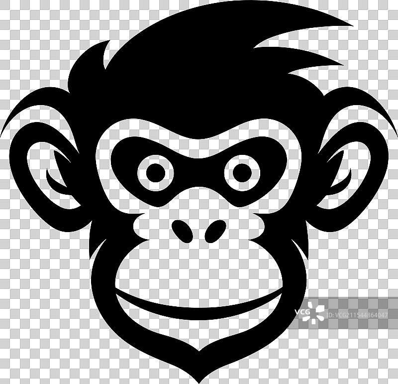 可爱的猴子脸或猴子头部轮廓图片素材