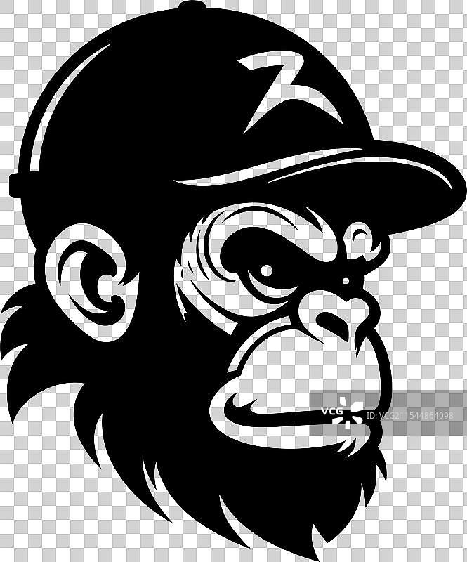 可爱猴子脸部轮廓，戴着帽子图片素材