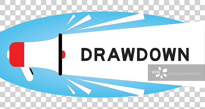 带有“drawdown”白色字样的彩色扩音器图标图片素材