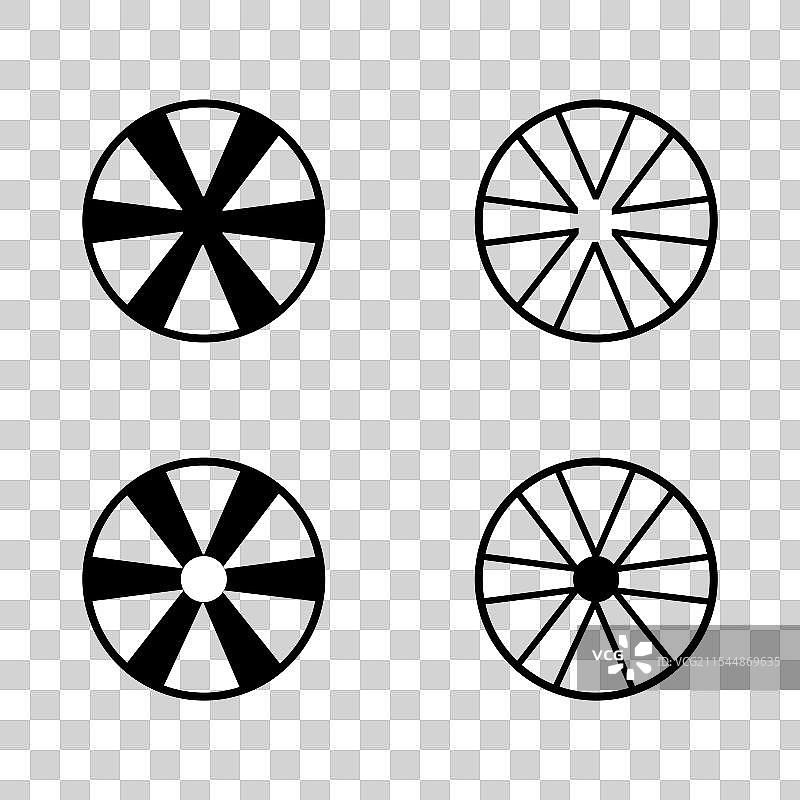 四种简单径向轮图标变体图片素材