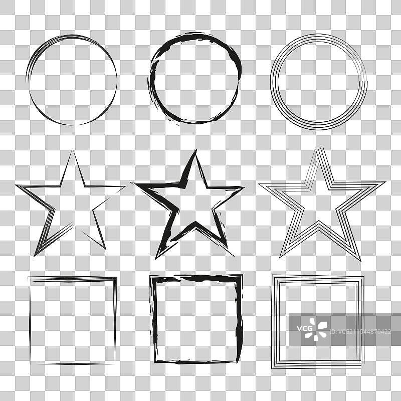 星星和圆形框架的磨损边框设计图片素材