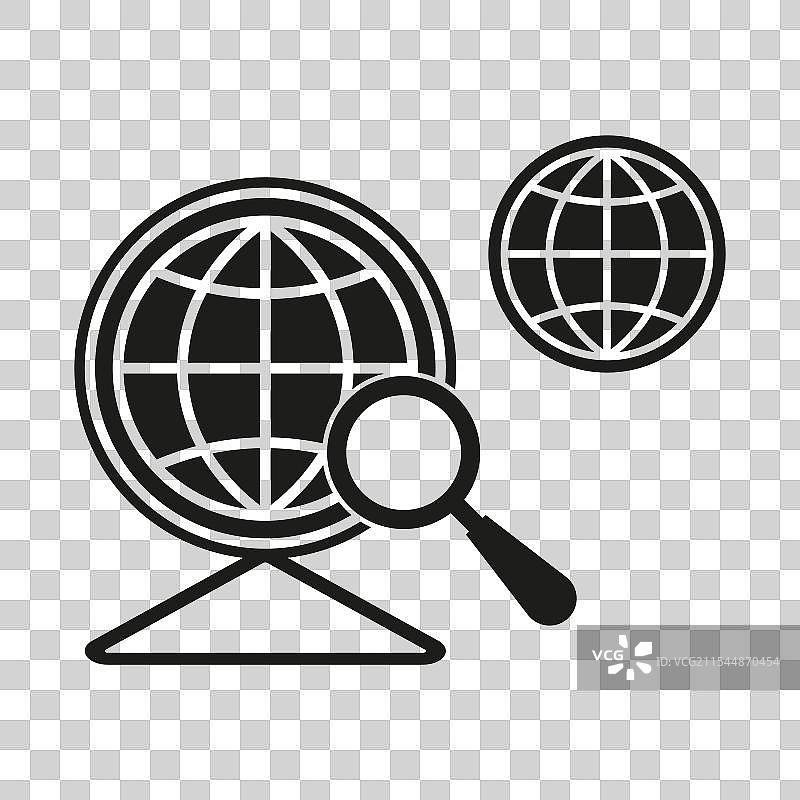 放大镜搜索图标概念的地球仪图片素材