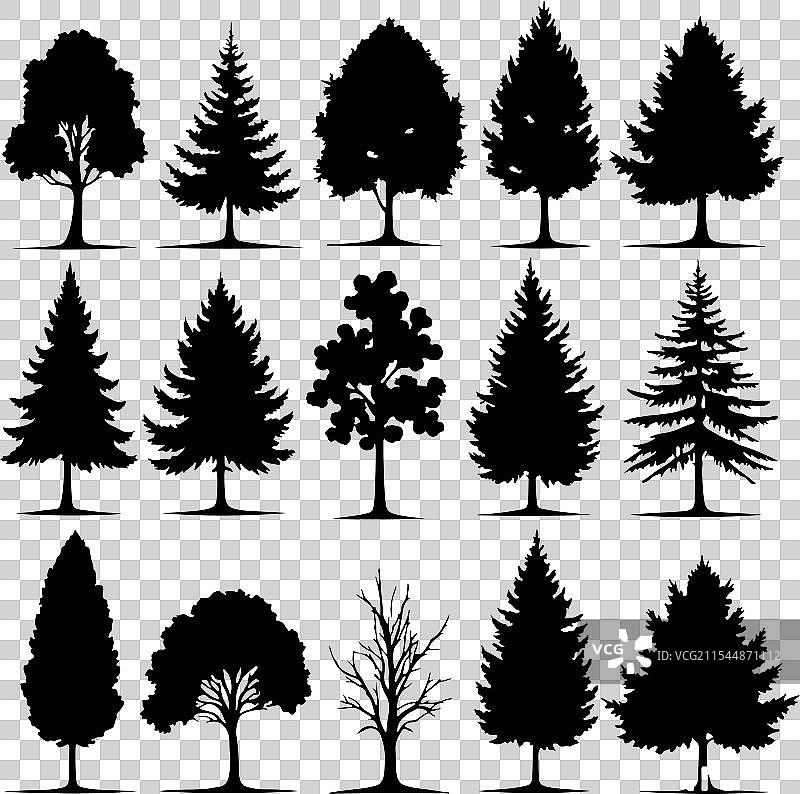 各种树木和植物的剪影图片素材