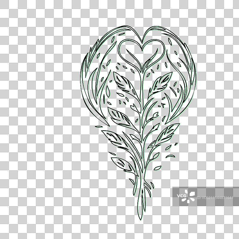 流血心花植物素描轮廓阴影图片素材