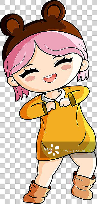 可爱的小女孩穿着黄色衣服跳舞图片素材