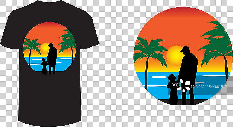 复古风格的日落T恤设计图片素材