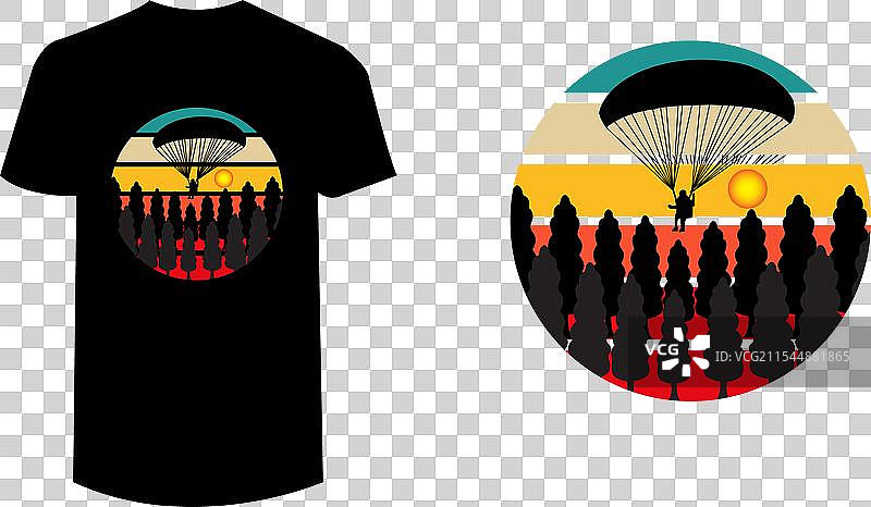 跳伞T恤设计，复古风格图片素材