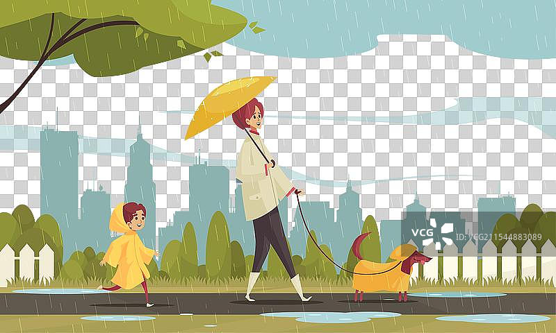 雨天城市景观图片素材