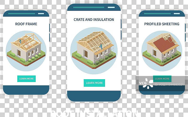 屋顶安装等距图集图片素材
