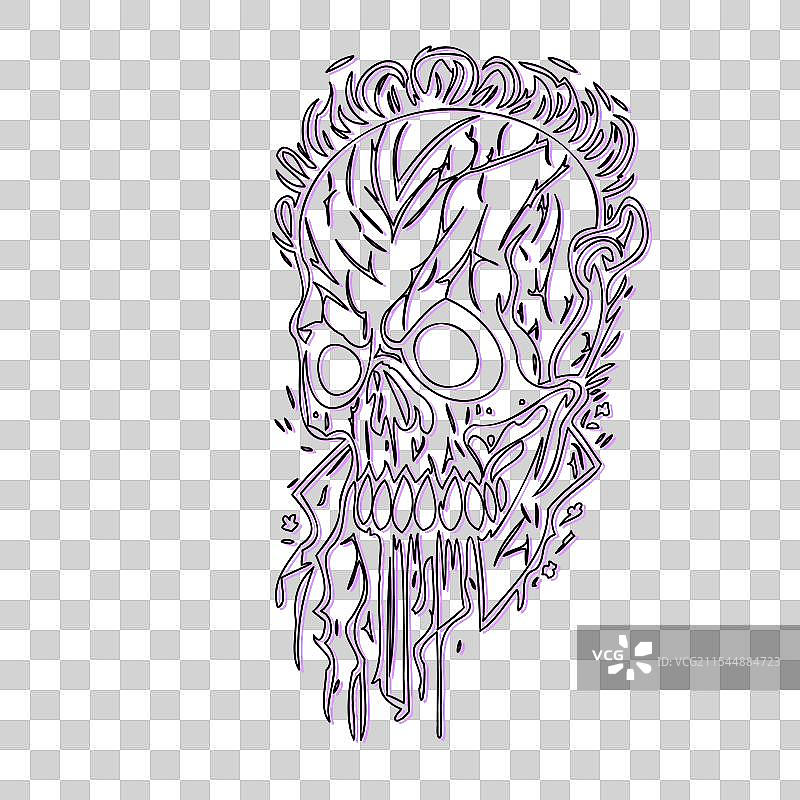 紫色的僵尸万圣节草图轮廓阴影图片素材