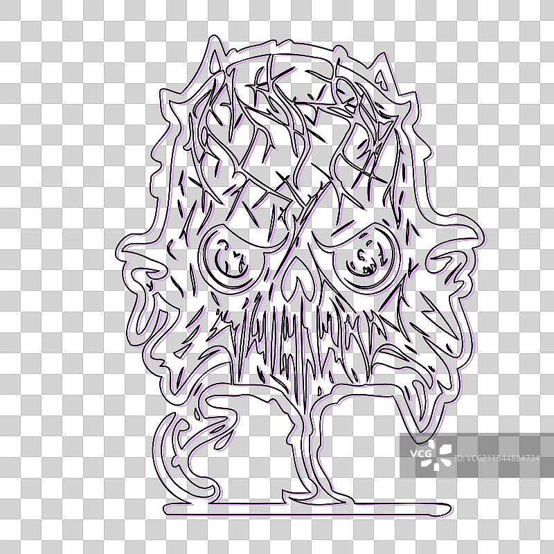 紫色的僵尸万圣节草图轮廓阴影图片素材