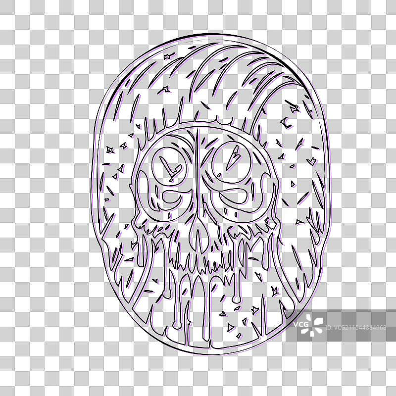 紫色僵尸万圣节素描轮廓阴影图片素材