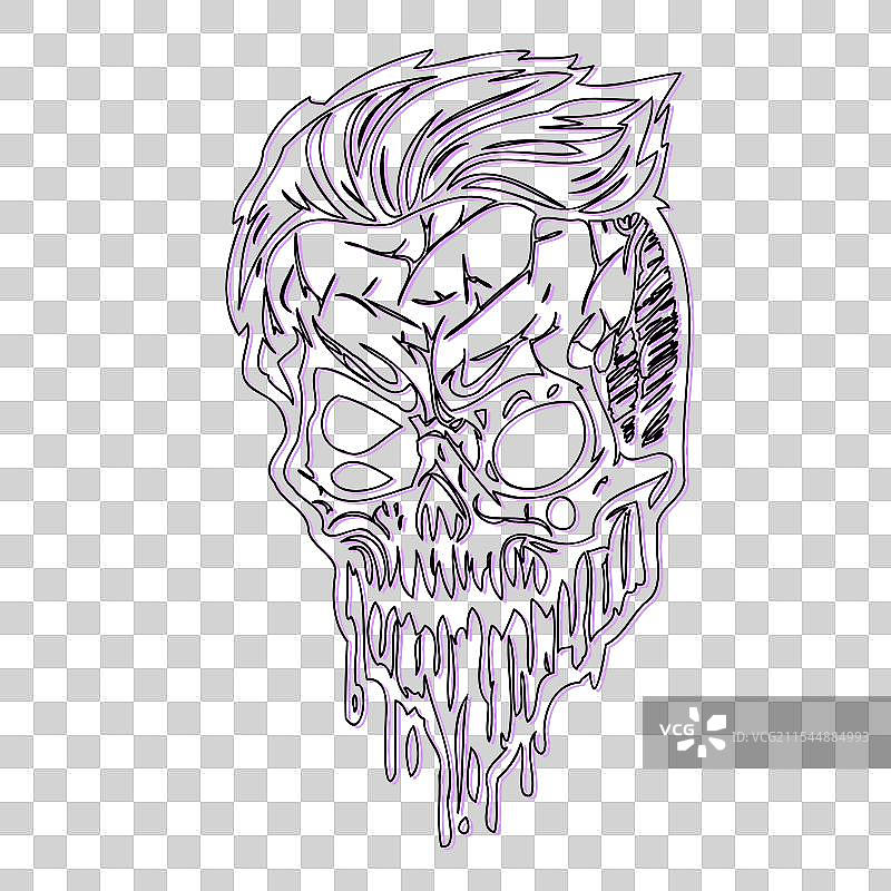 紫色的僵尸万圣节草图轮廓阴影图片素材