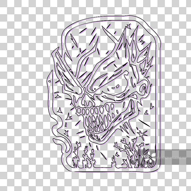 紫色僵尸万圣节素描轮廓阴影图片素材