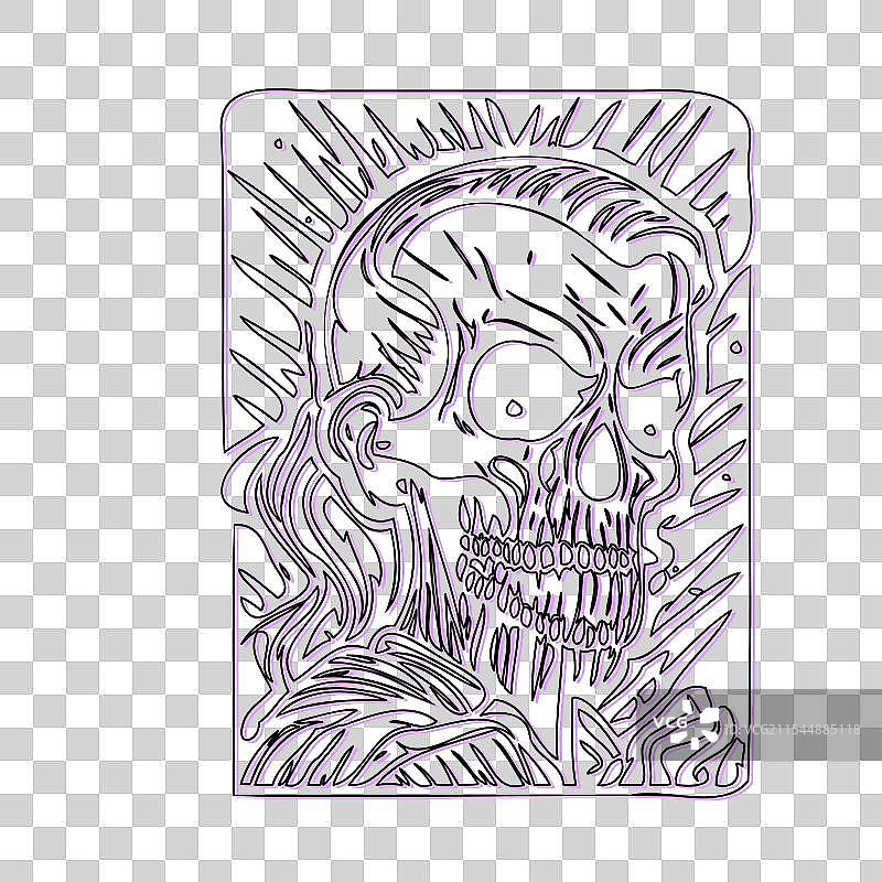 紫色的僵尸万圣节草图轮廓阴影图片素材