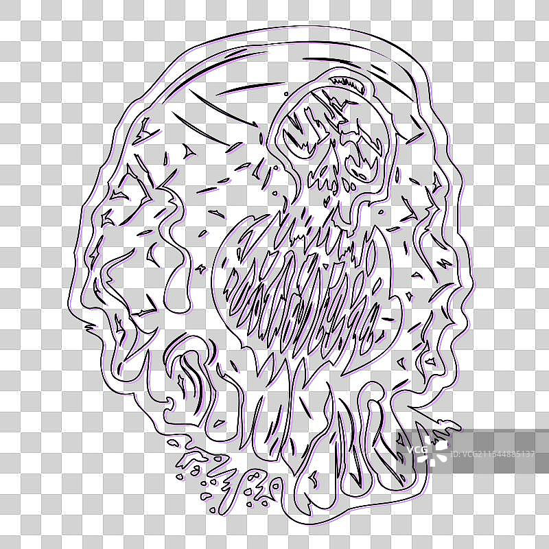 紫色的僵尸万圣节草图轮廓阴影图片素材