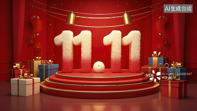 【AI数字艺术】双十一购物节室内促销场景图片素材