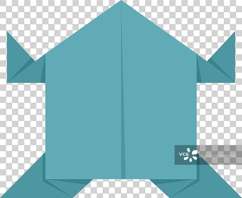 蓝色折纸海龟站在白色背景上图片素材