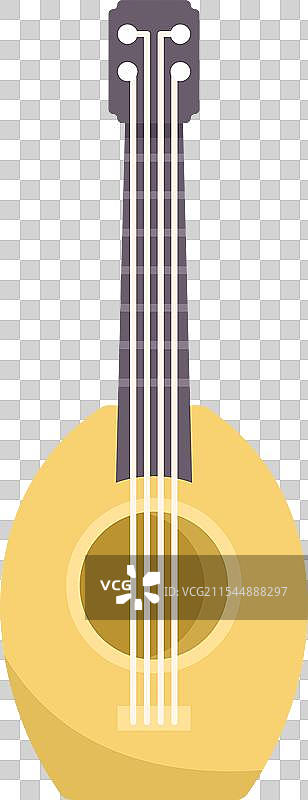 白色背景上的黄色曼陀林琴图片素材