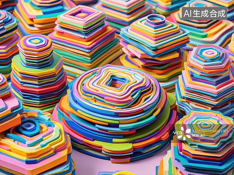 【AI数字艺术】抽象几何彩块的插画图片素材