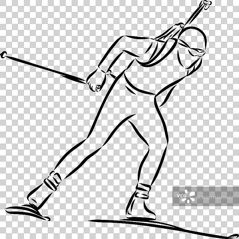 生物两项运动员独立站立射击图片素材