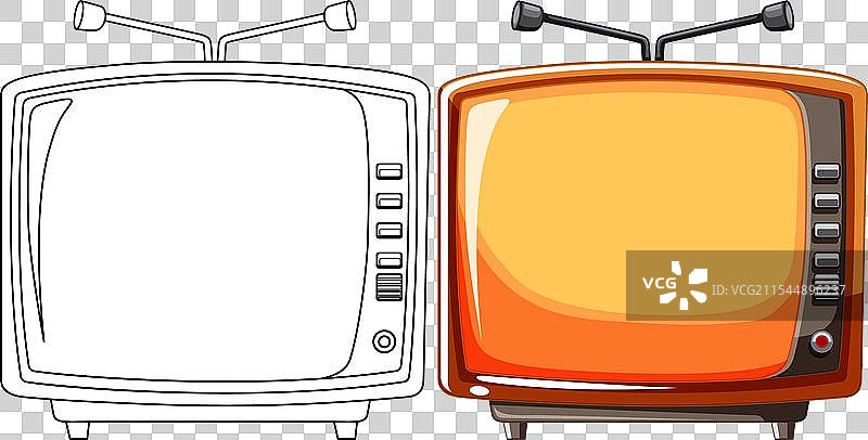 两台带天线的复古电视机图片素材