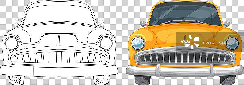 从线条艺术过渡到彩色汽车图片素材