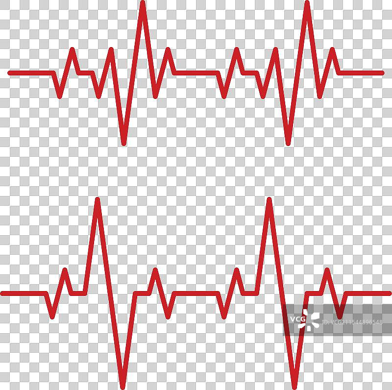 红色心跳线条置于白色背景上图片素材