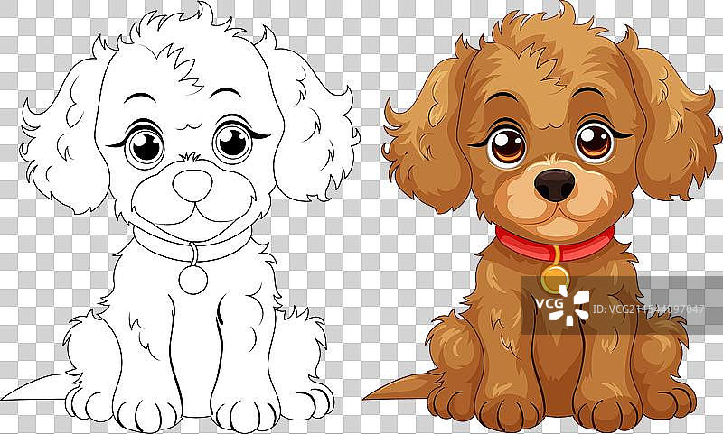 一只有色彩和轮廓的小狗图片素材