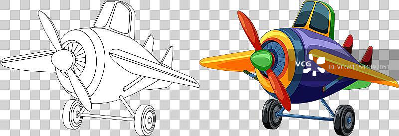 彩色轮廓的卡通飞机图片素材