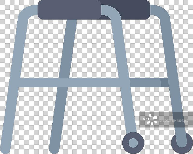 空的金属助行器站在白色背景上图片素材