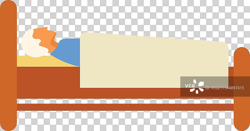 白色背景下的老年男性在床上睡觉图片素材