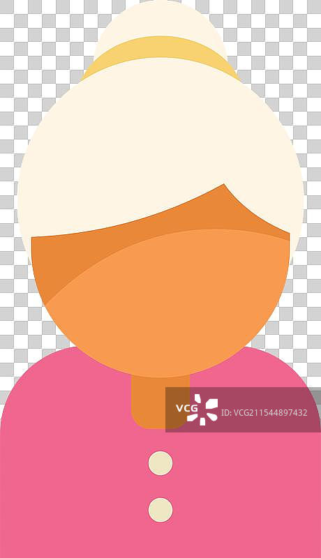 一位银发高龄女性扎着头发，穿着粉色衣服图片素材