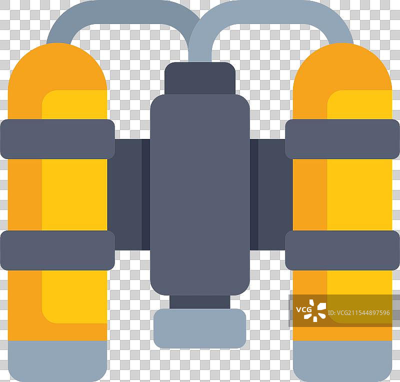 黄色潜水设备，配有两个氧气瓶图片素材