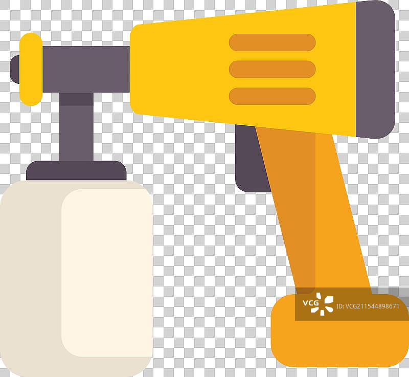 黄色和灰色的电动喷枪，配有油漆罐图片素材