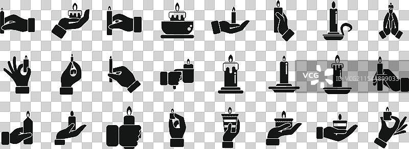 手握蜡烛图标集图片素材