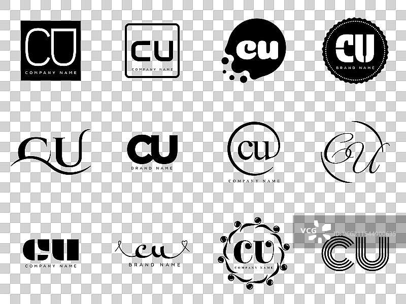 CU字母公司标志模板，包含字母C和U的标识设计图片素材