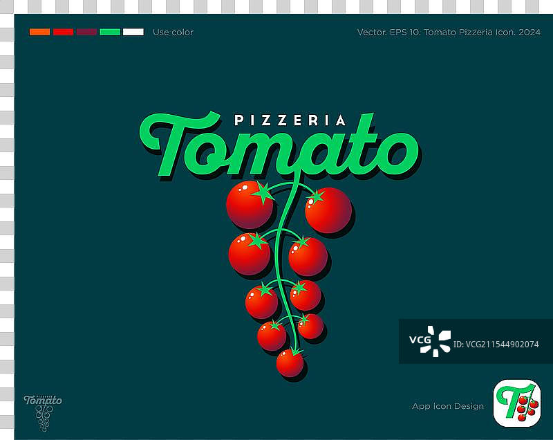 樱桃番茄标志 意大利比萨店徽章图片素材