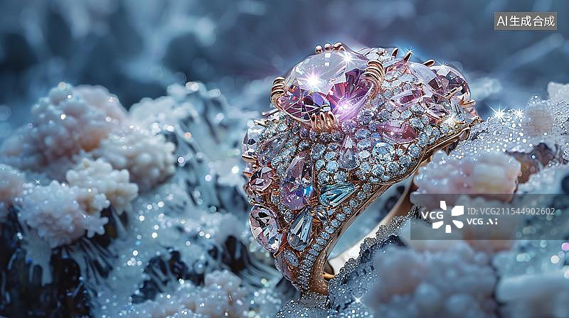 【AI数字艺术】冬日暖阳下的璀璨宝石图片素材