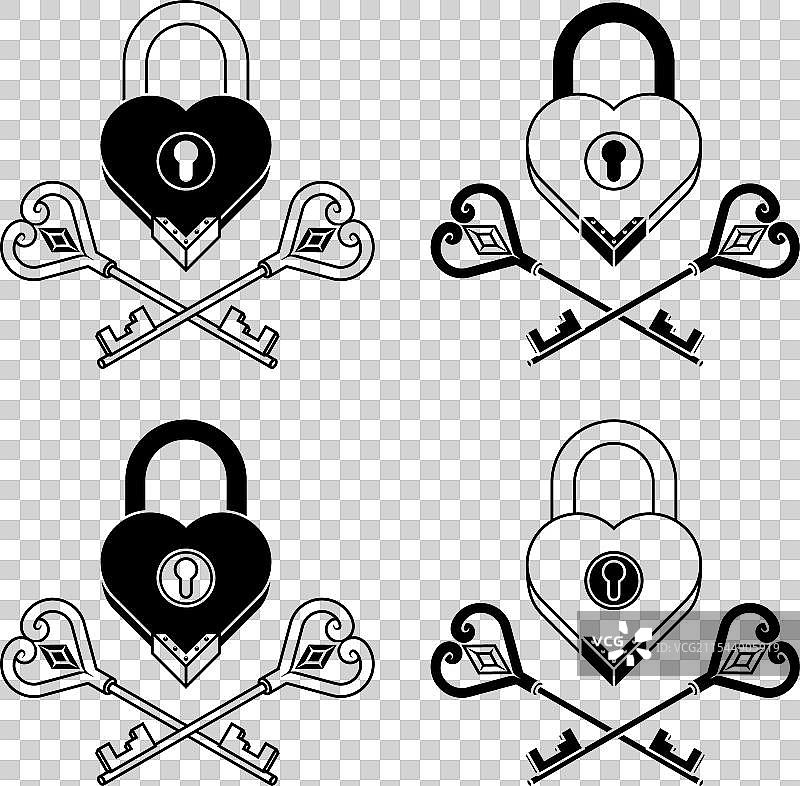 心形挂锁和钥匙图片素材