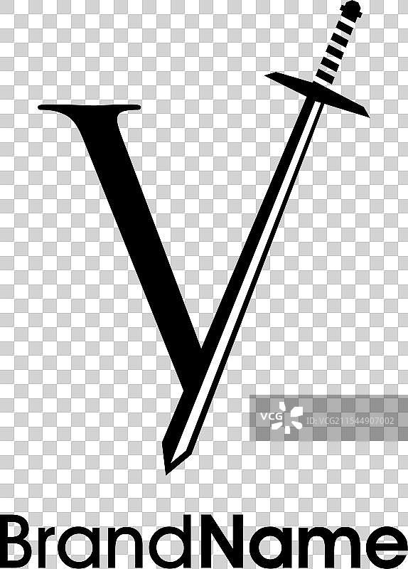 奢华的字母V剑形标志图片素材