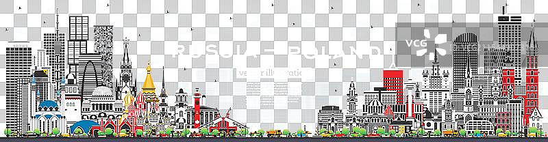 俄罗斯和波兰的天际线，灰色建筑与图片素材