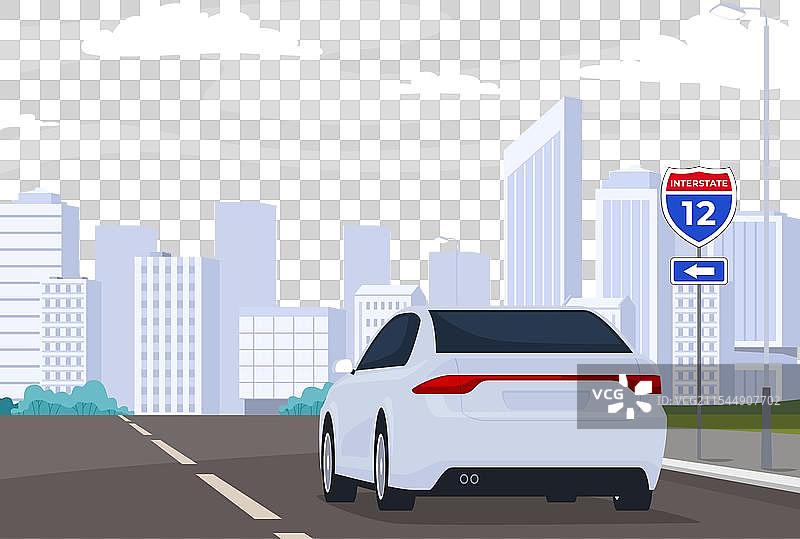 公路上的汽车与路标方向图片素材