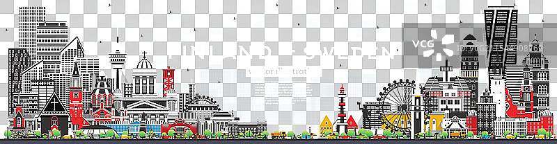 芬兰和瑞典的天际线，灰色建筑群图片素材