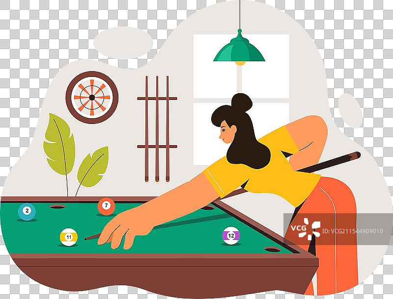 台球游戏，玩家在台球室内打球图片素材