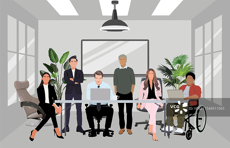 包容多元的商业团队在办公室工作图片素材