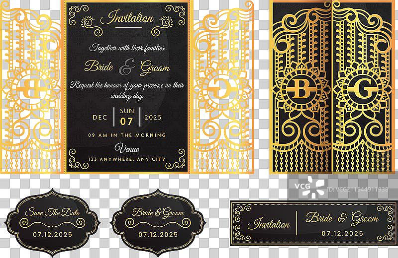 激光切割婚礼请柬信封模型图片素材