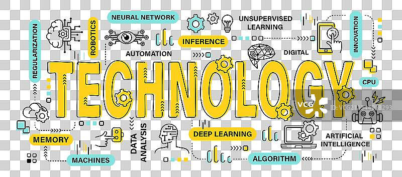 科技字母轮廓图标艺术横幅图片素材